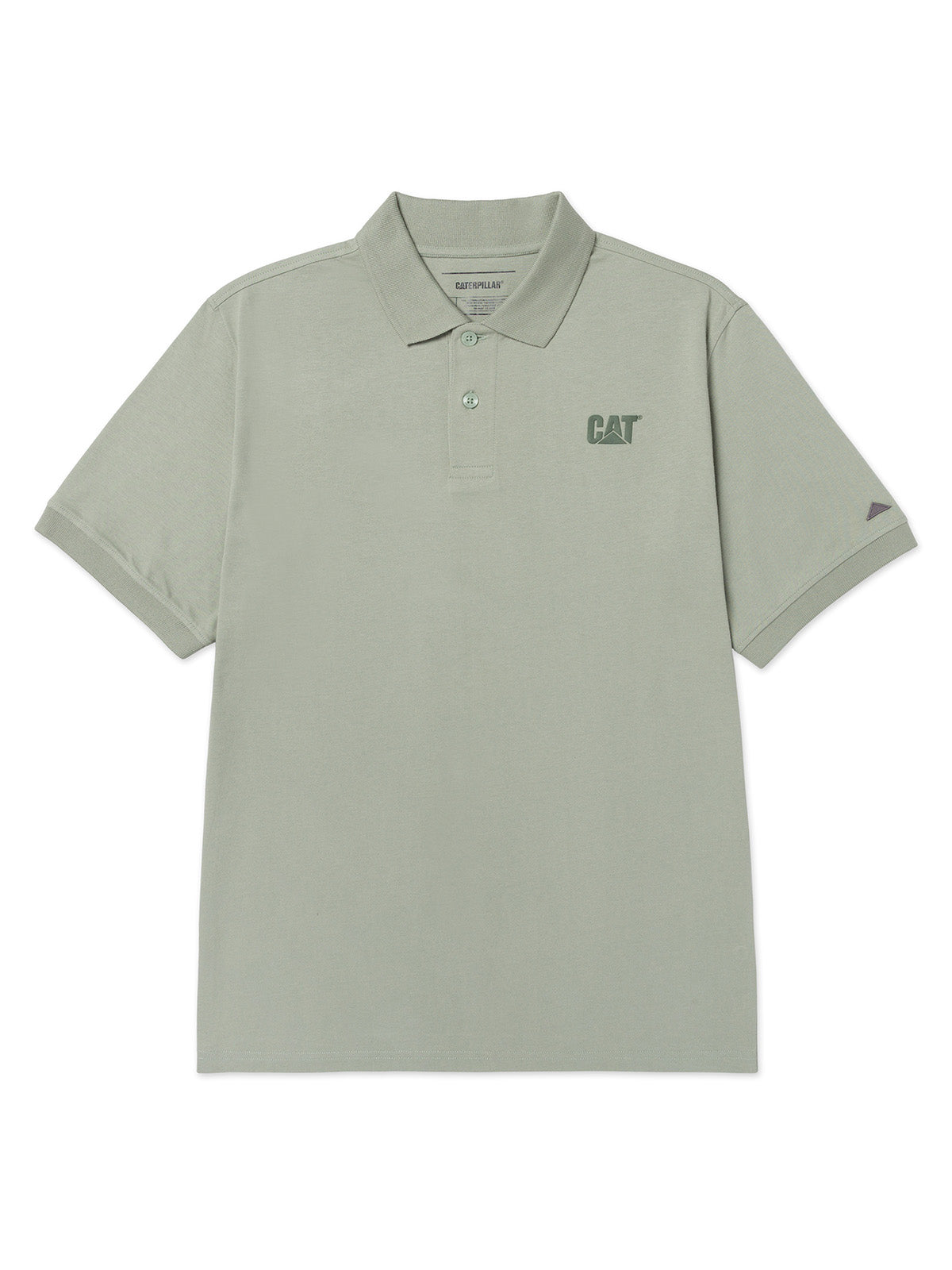 Polera Manga Corta Hombre Cat Logo Pique Verde