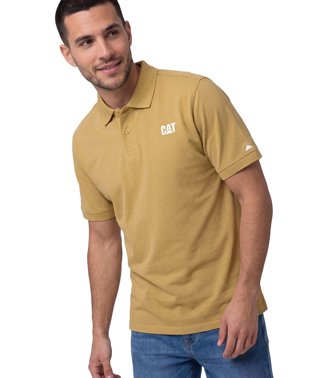 Polera Pique Manga Corta Logo Jersey Amarillo Cat