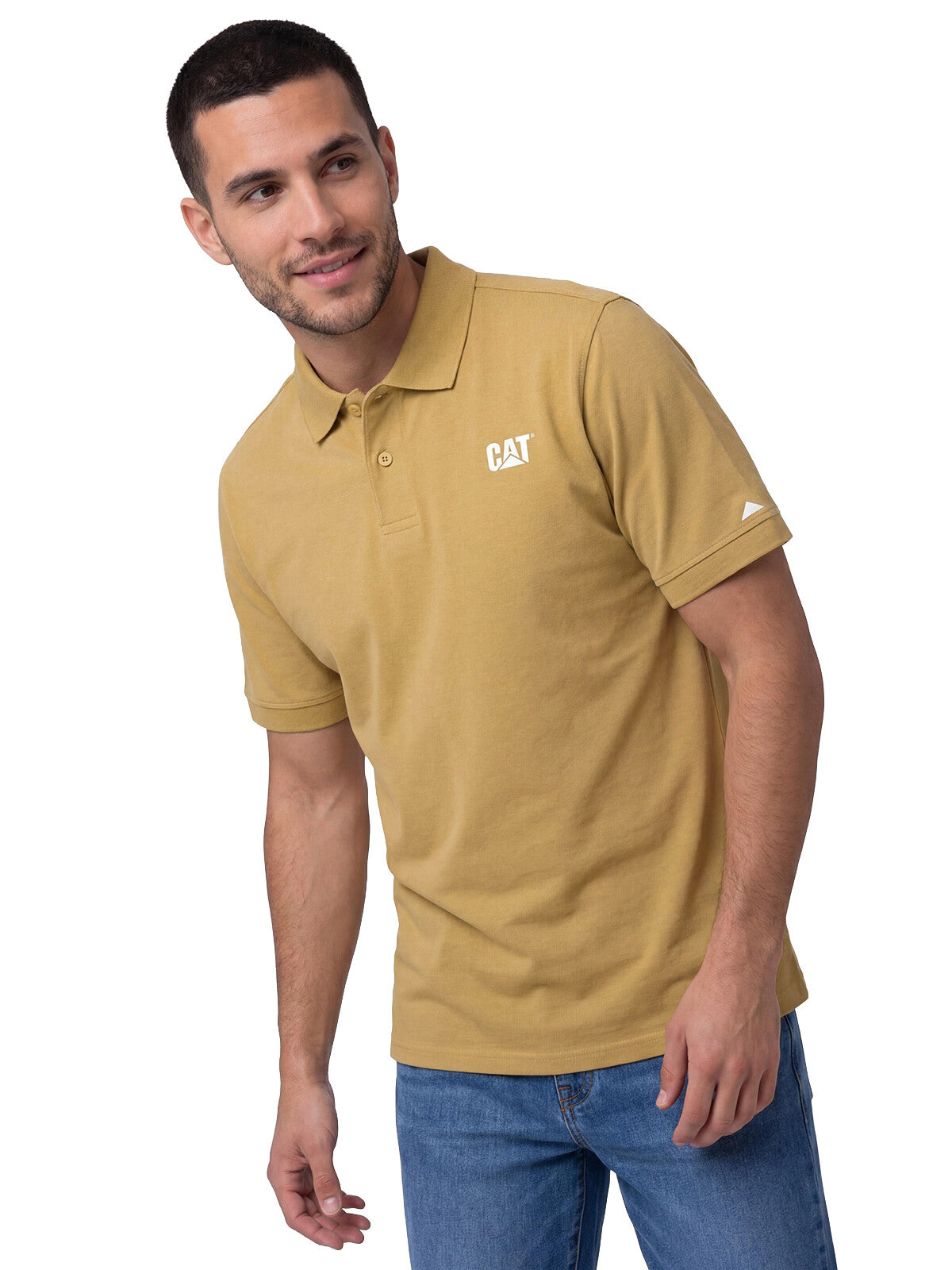 Polera Pique Manga Corta Logo Jersey Amarillo Cat