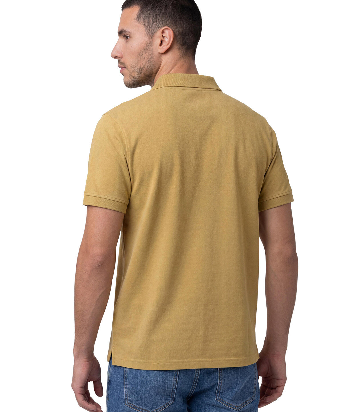 Polera Pique Manga Corta Logo Jersey Amarillo Cat