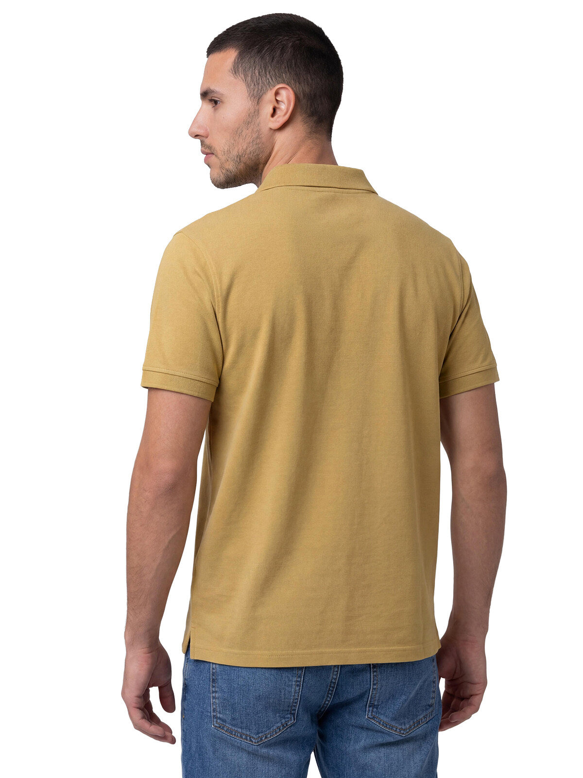 Polera Pique Manga Corta Logo Jersey Amarillo Cat