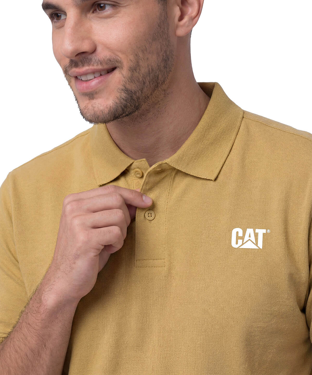 Polera Pique Manga Corta Logo Jersey Amarillo Cat