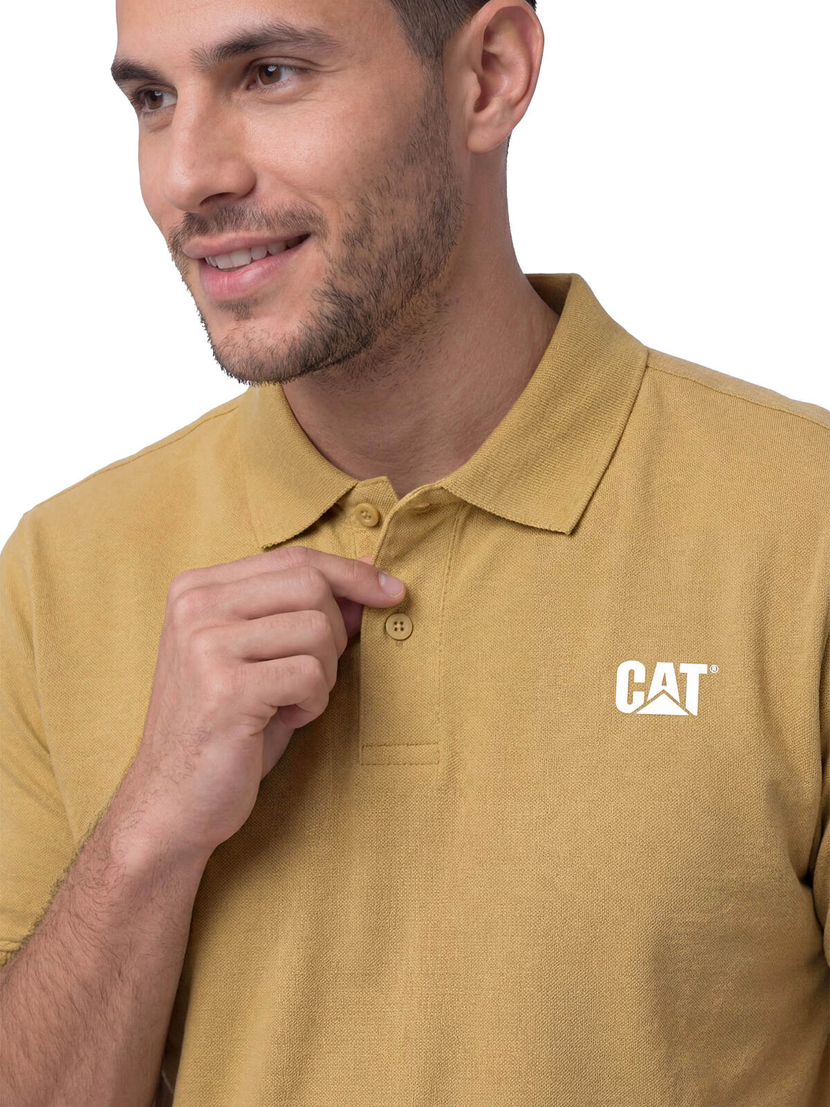Polera Pique Manga Corta Logo Jersey Amarillo Cat