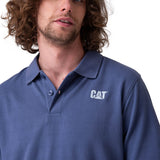 Polera Manga Corta Hombre Cat Logo Pique Azul