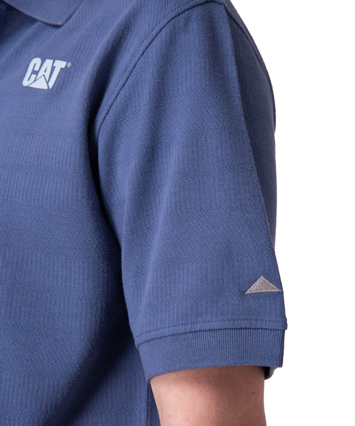 Polera Manga Corta Hombre Cat Logo Pique Azul