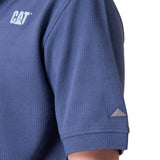 Polera Manga Corta Hombre Cat Logo Pique Azul