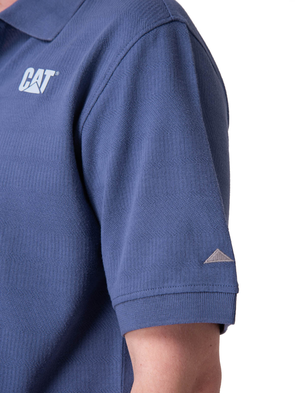 Polera Manga Corta Hombre Cat Logo Pique Azul