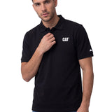 Polera Pique Manga Corta Logo Jersey Negro Cat