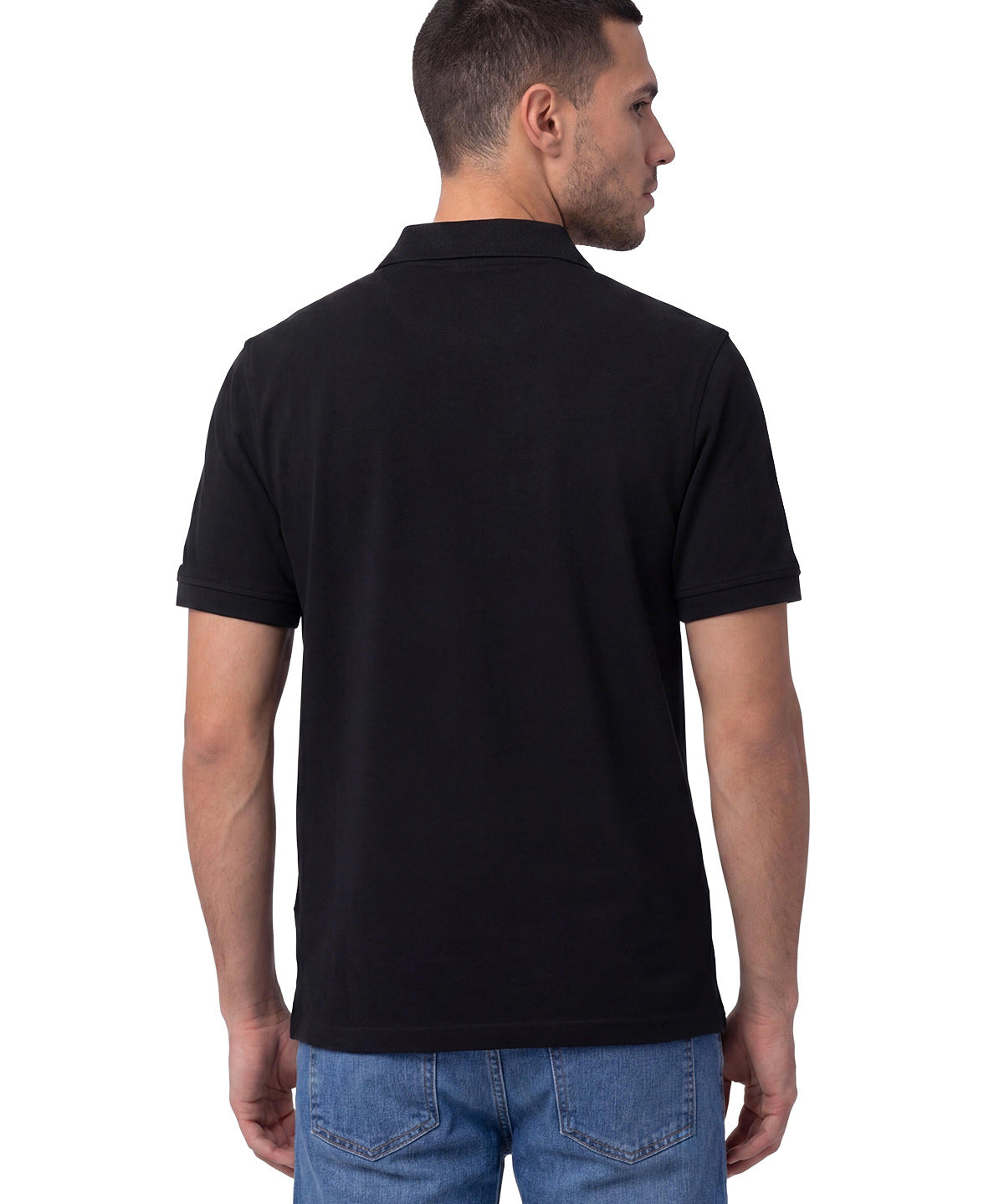 Polera Pique Manga Corta Logo Jersey Negro Cat
