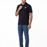 Polera Pique Manga Corta Logo Jersey Negro Cat