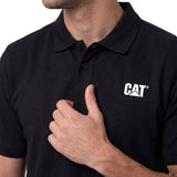 Polera Pique Manga Corta Logo Jersey Negro Cat