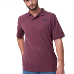 Polera Pique Manga Corta Logo Jersey Burdeo Cat