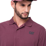 Polera Pique Manga Corta Logo Jersey Burdeo Cat