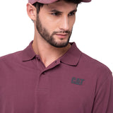 Polera Pique Manga Corta Logo Jersey Burdeo Cat