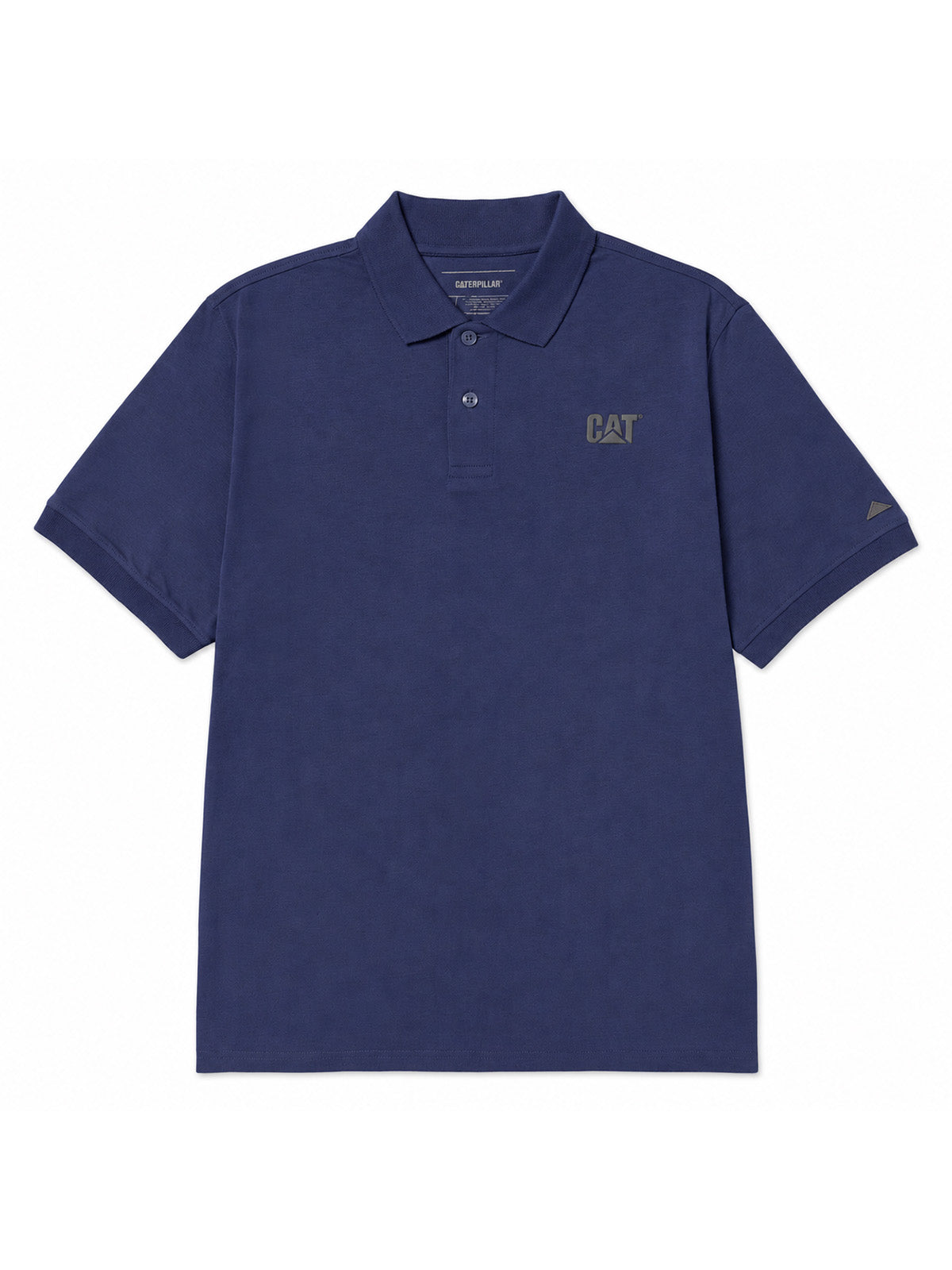 Polera Manga Corta Hombre Cat Logo Pique Azul
