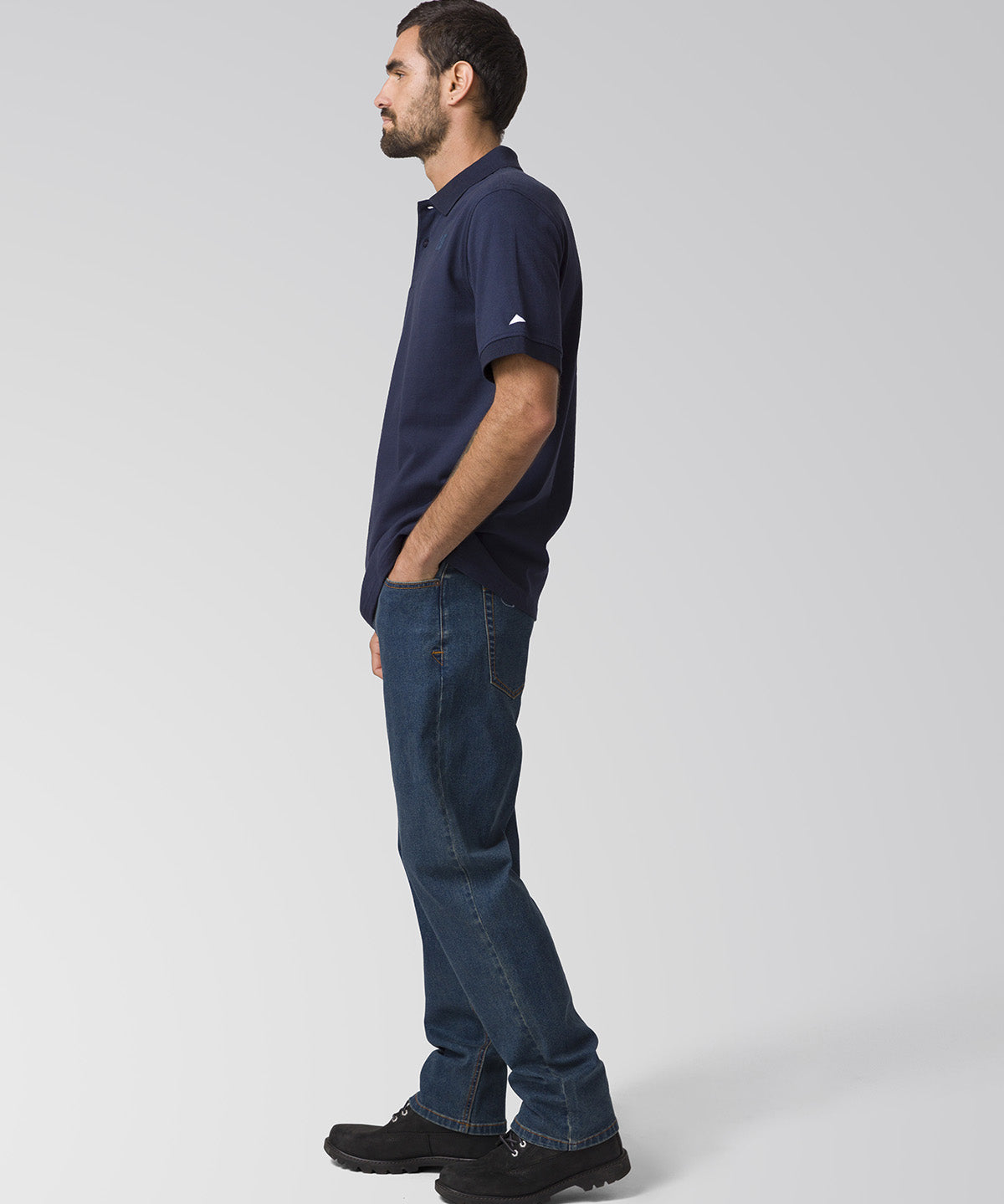 Polera Manga Corta Hombre Cat Logo Pique Azul