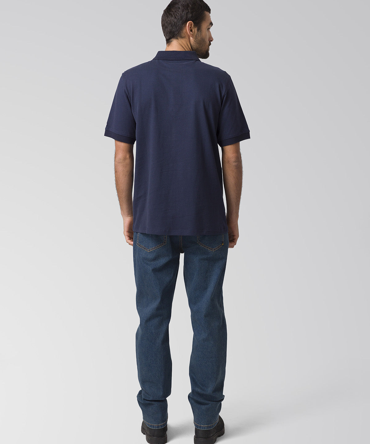 Polera Manga Corta Hombre Cat Logo Pique Azul
