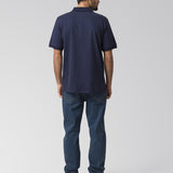 Polera Manga Corta Hombre Cat Logo Pique Azul