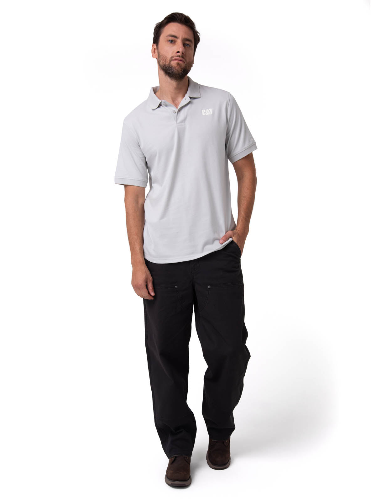 Polera Pique Manga Corta Logo Jersey Gris Cat