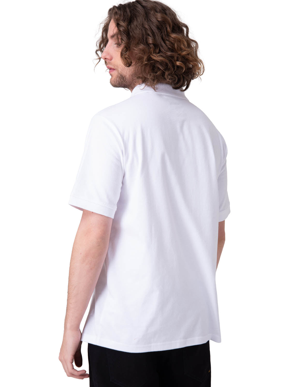 Polera Manga Corta Hombre Cat Logo Jersey  Blanco