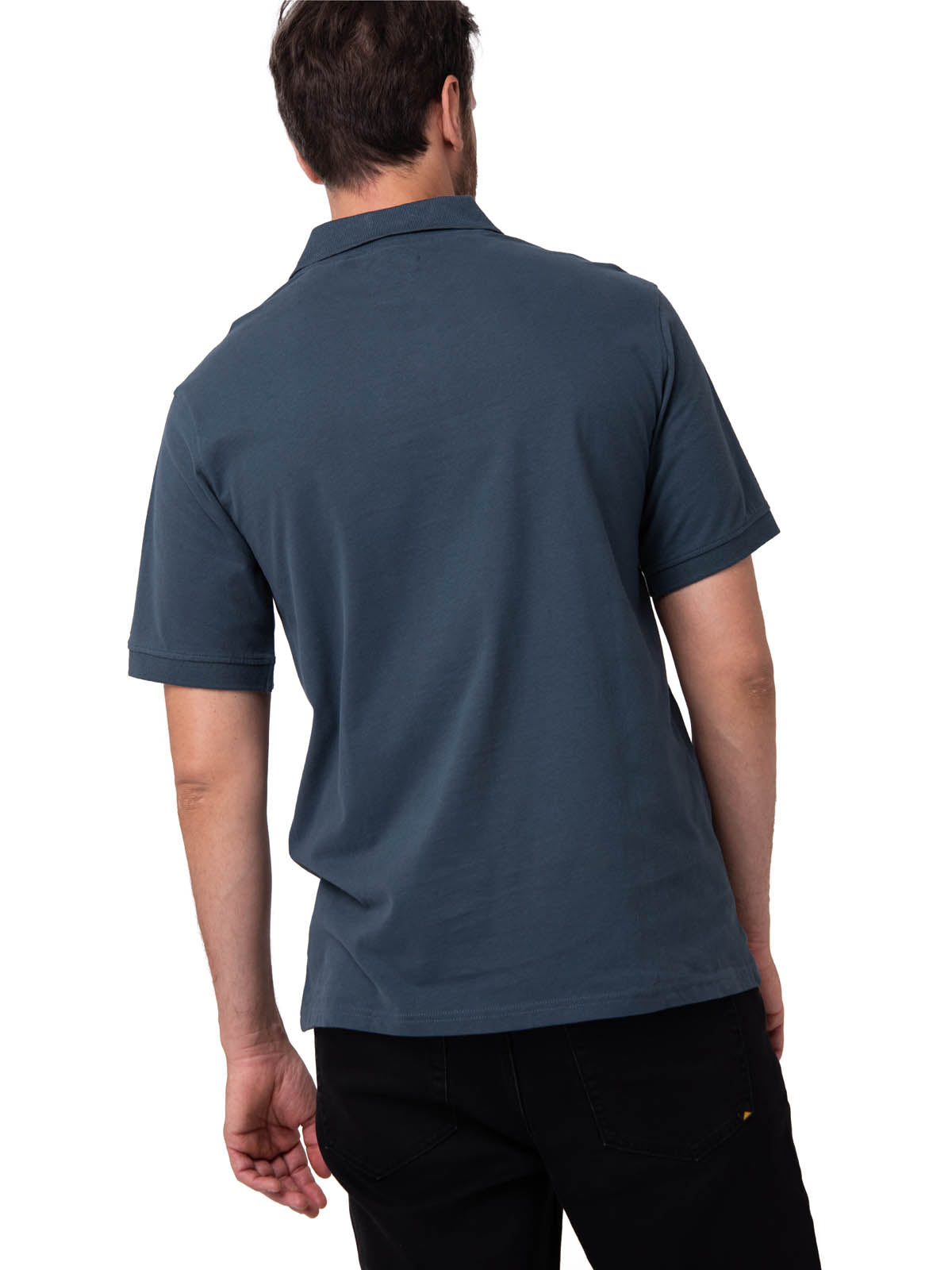 Polera Pique Manga Corta Logo Jersey Azul Cat