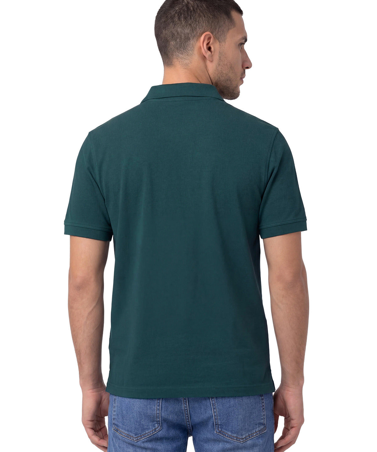 Polera Pique Manga Corta Logo Jersey Petroleo Cat