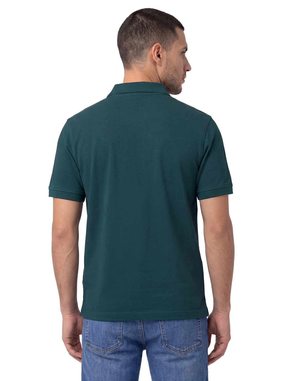 Polera Pique Manga Corta Logo Jersey Petroleo Cat