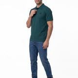 Polera Pique Manga Corta Logo Jersey Petroleo Cat