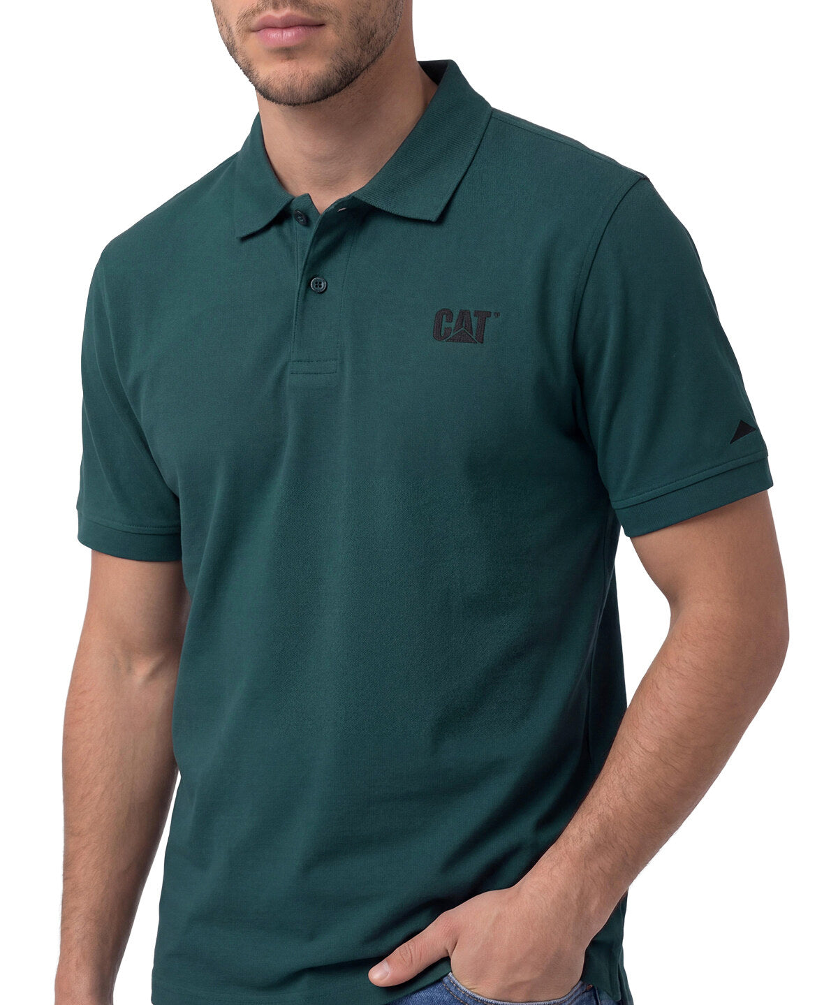 Polera Pique Manga Corta Logo Jersey Petroleo Cat