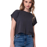 Polera Manga Corta Mujer Slub Knit Fashion Negro Cat