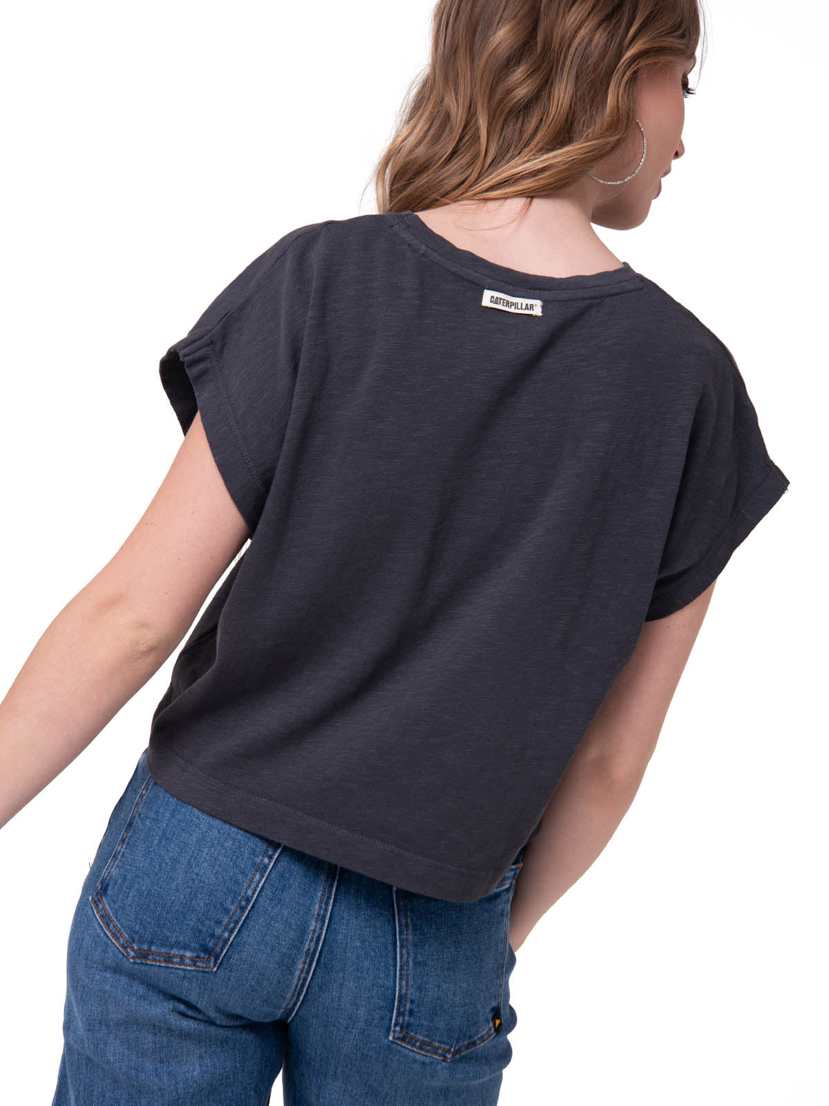 Polera Manga Corta Mujer Slub Knit Fashion Negro Cat