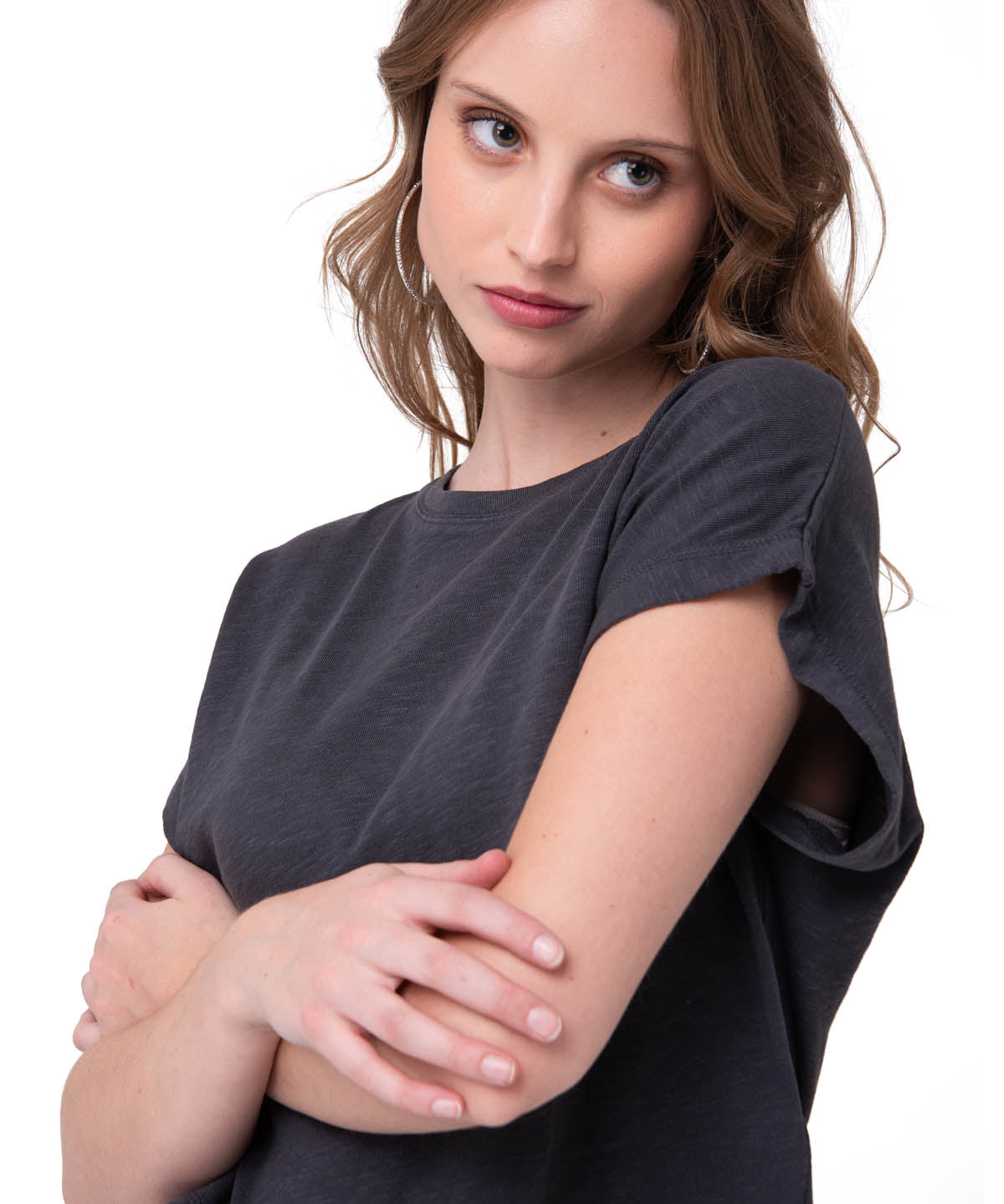 Polera Manga Corta Mujer Slub Knit Fashion Negro Cat