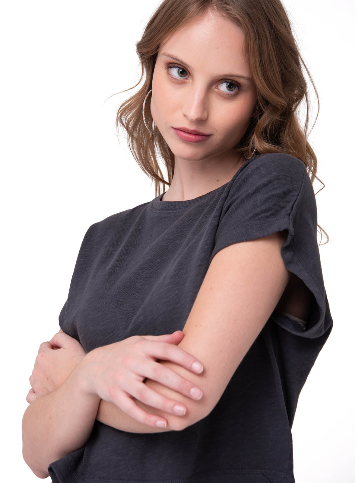 Polera Manga Corta Mujer Slub Knit Fashion Negro Cat