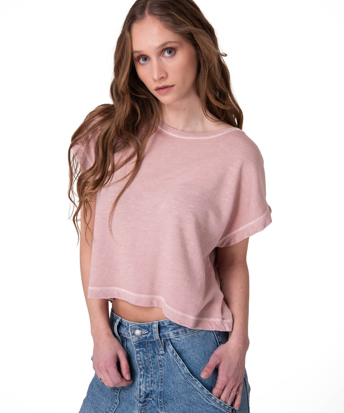 Polera Manga Corta Hombre Slub Knit Fashion Rosado