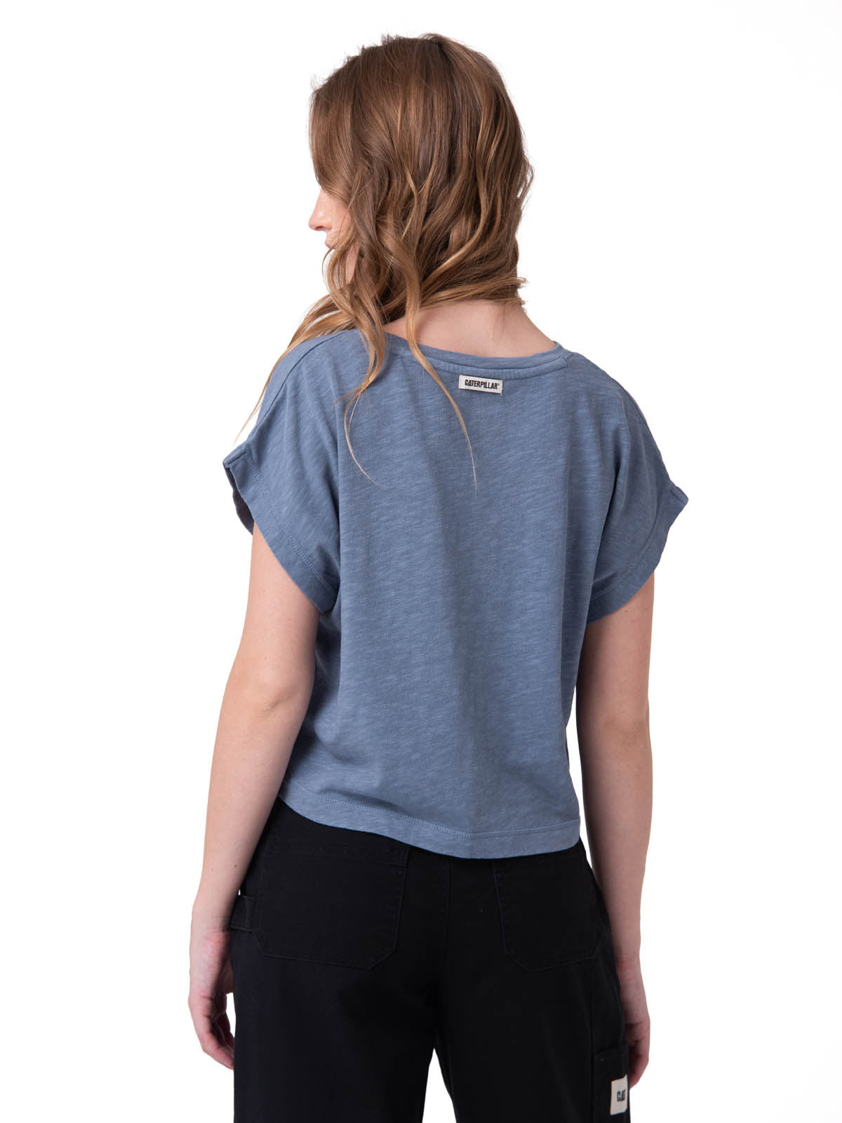 Polera Manga Corta Mujer Slub Knit Fashion Azul Cat