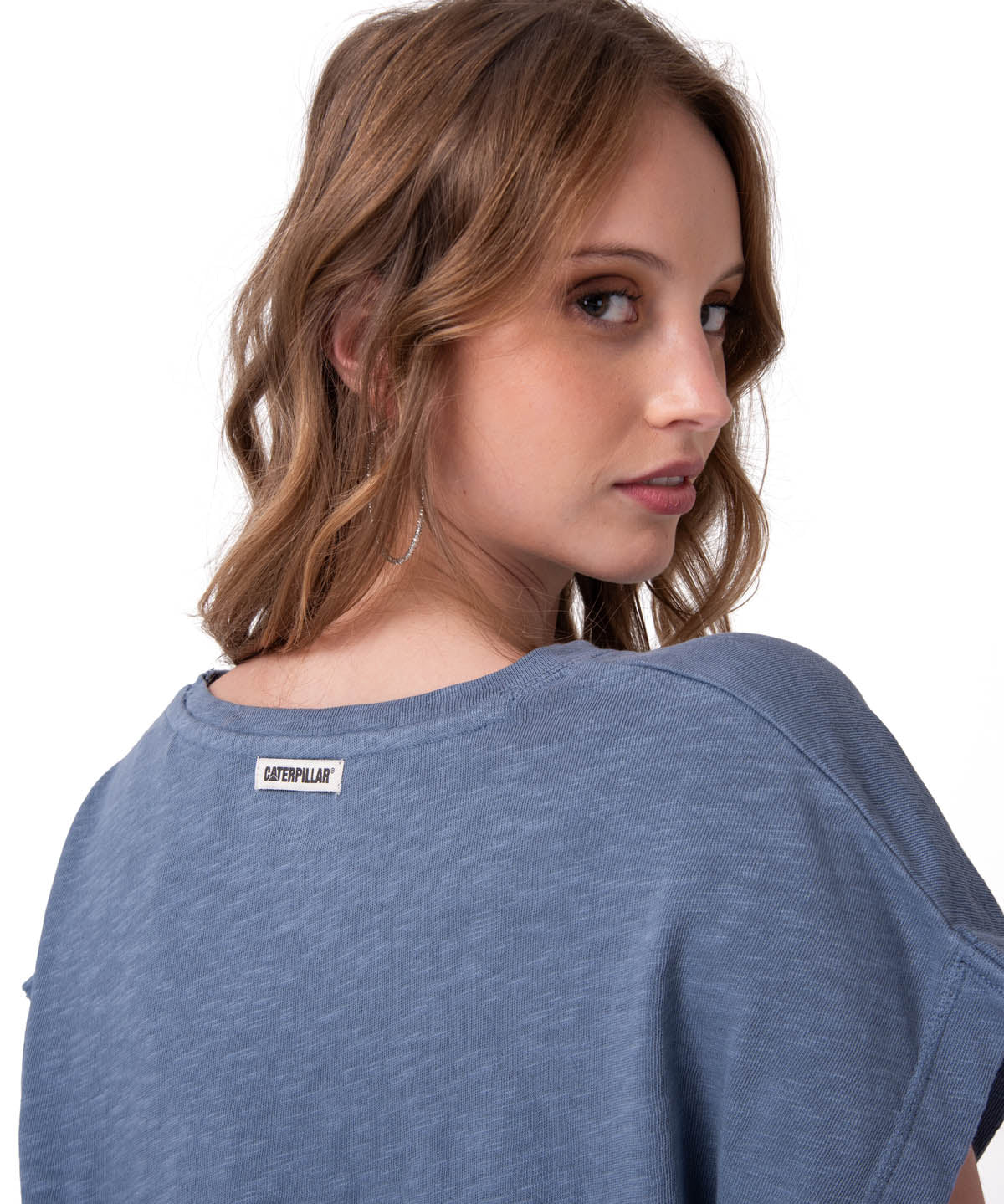 Polera Manga Corta Mujer Slub Knit Fashion Azul Cat