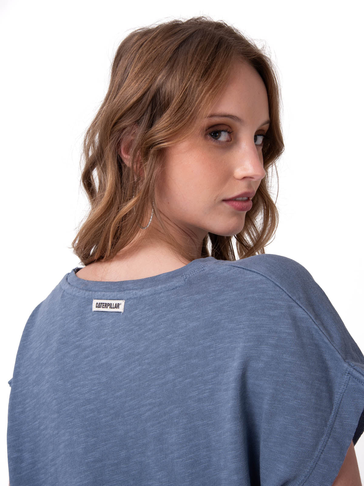 Polera Manga Corta Mujer Slub Knit Fashion Azul Cat