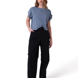 Polera Manga Corta Mujer Slub Knit Fashion Azul Cat