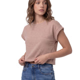 Polera Manga Corta Mujer Slub Knit Fashion Rosa Pálido Cat