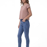 Polera Manga Corta Mujer Slub Knit Fashion Rosa Pálido Cat