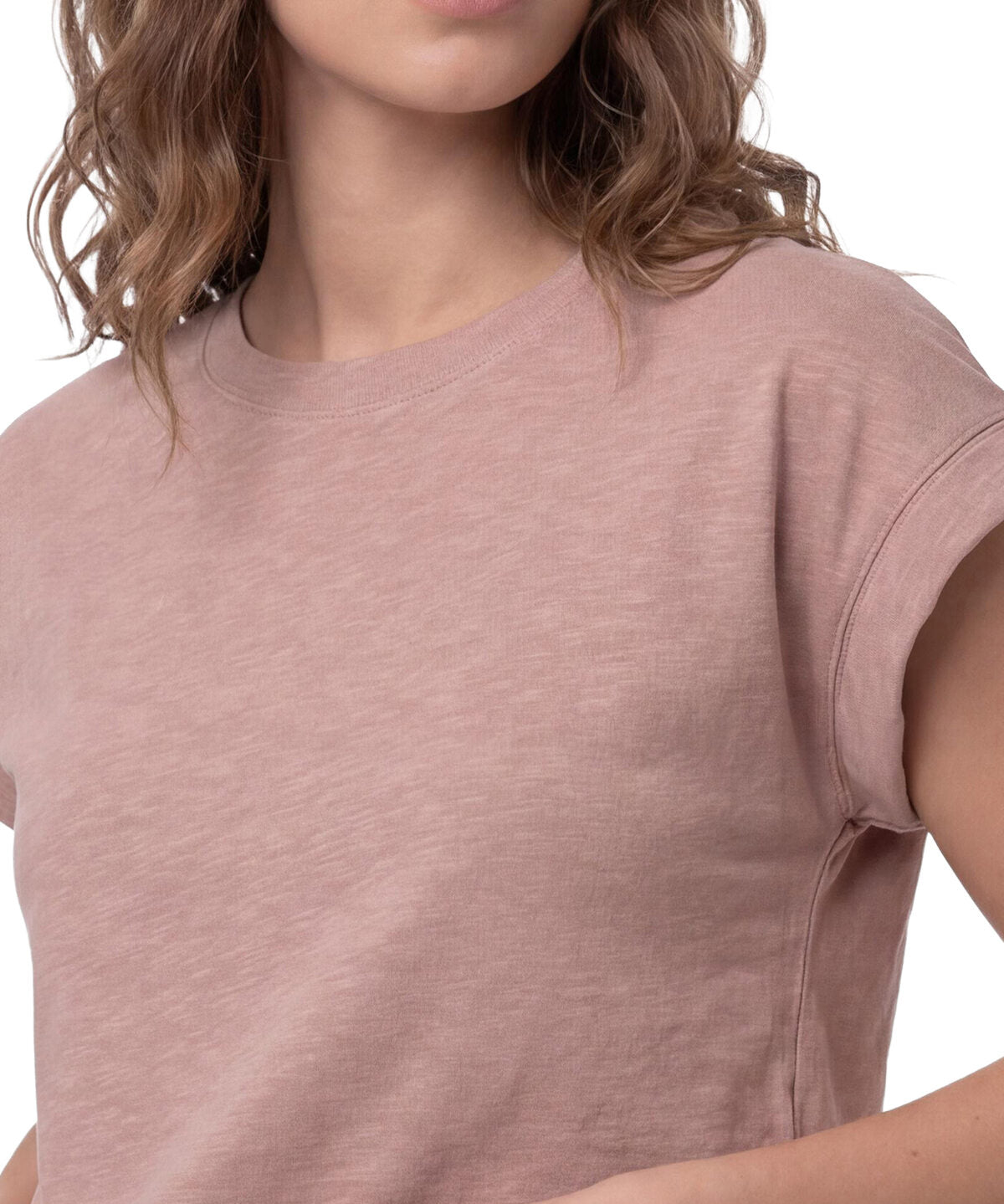 Polera Manga Corta Mujer Slub Knit Fashion Rosa Pálido Cat