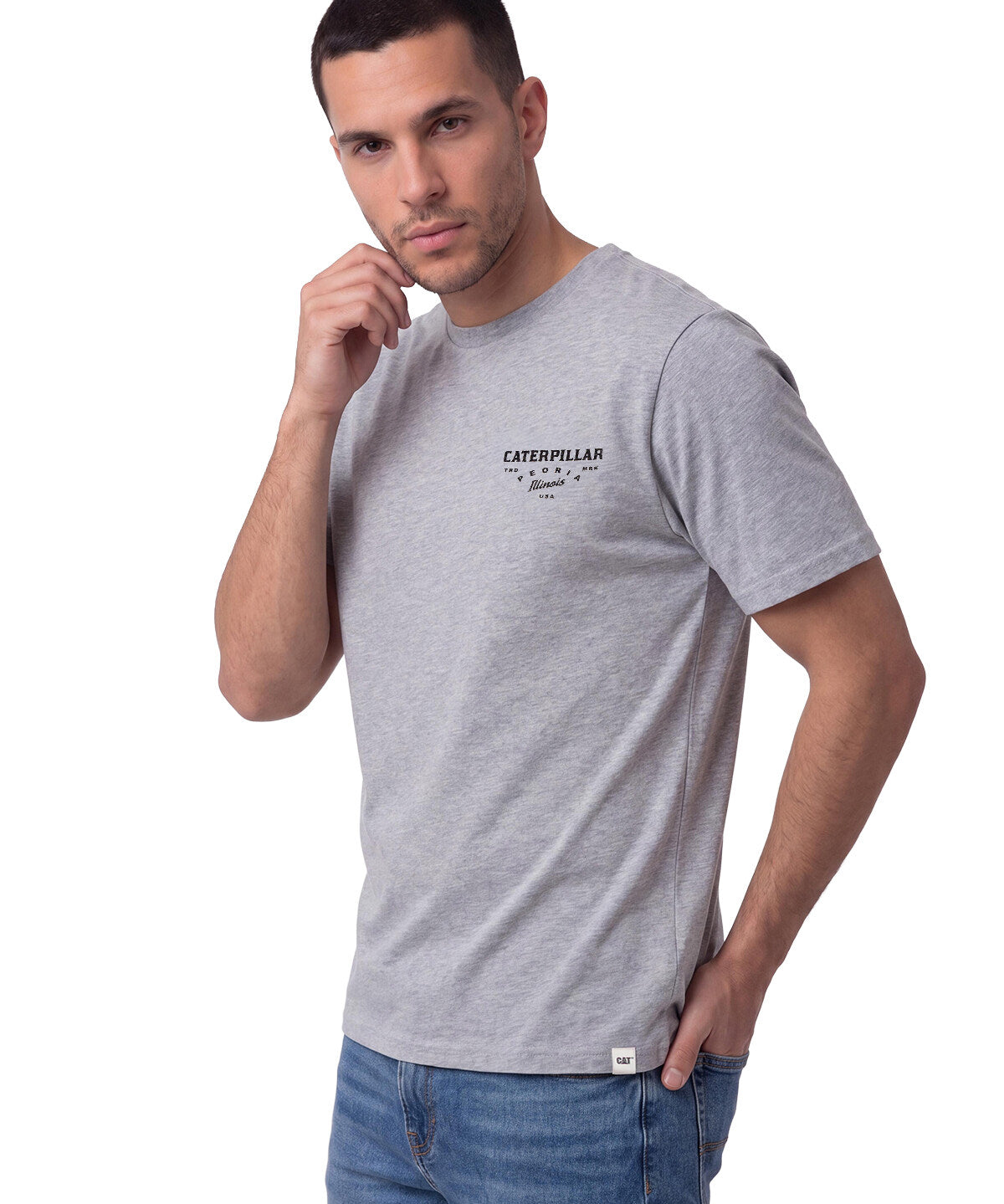 Polera Manga Corta Hombre Heritage Peoria Gris Cat