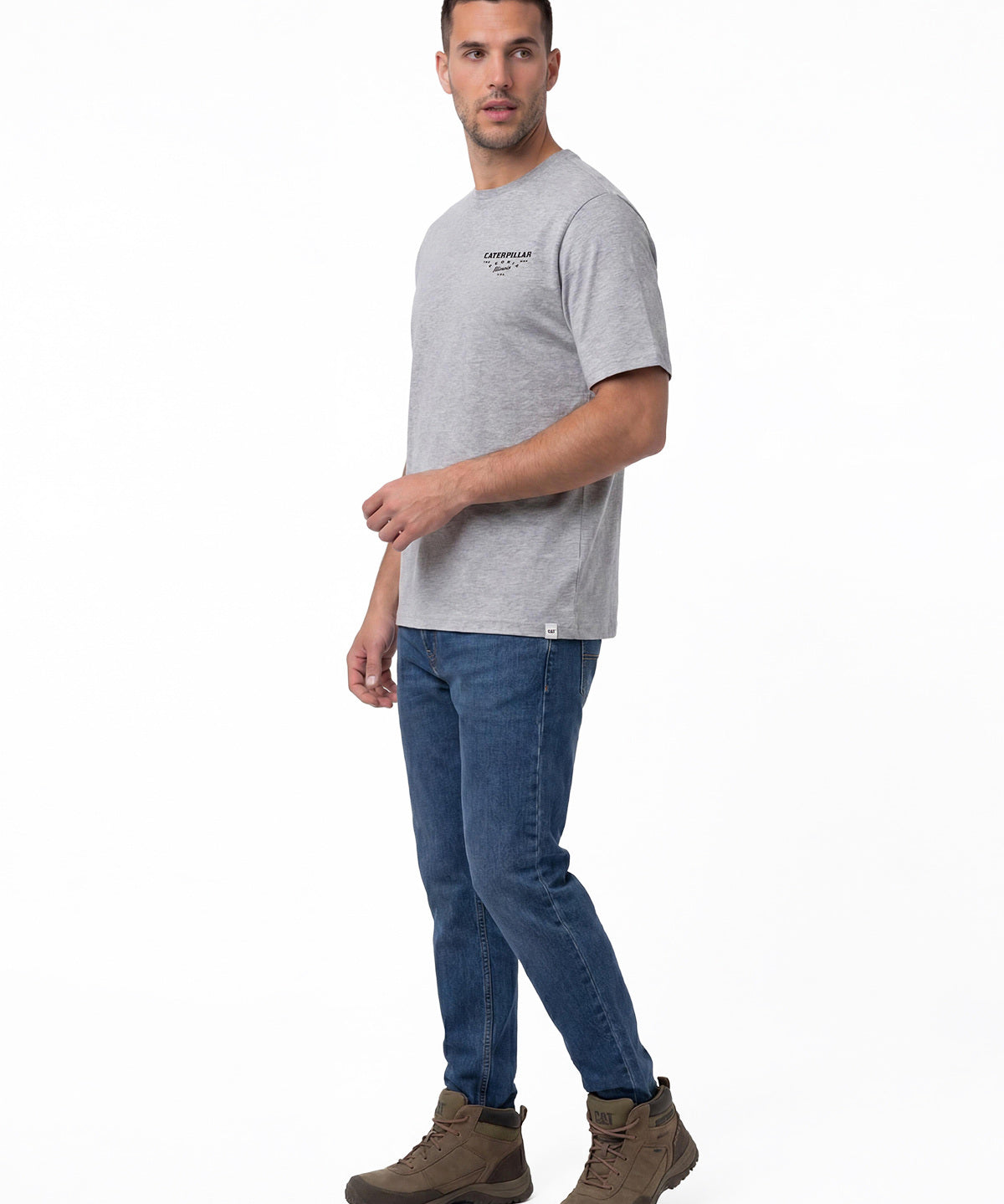 Polera Manga Corta Hombre Heritage Peoria Gris Cat