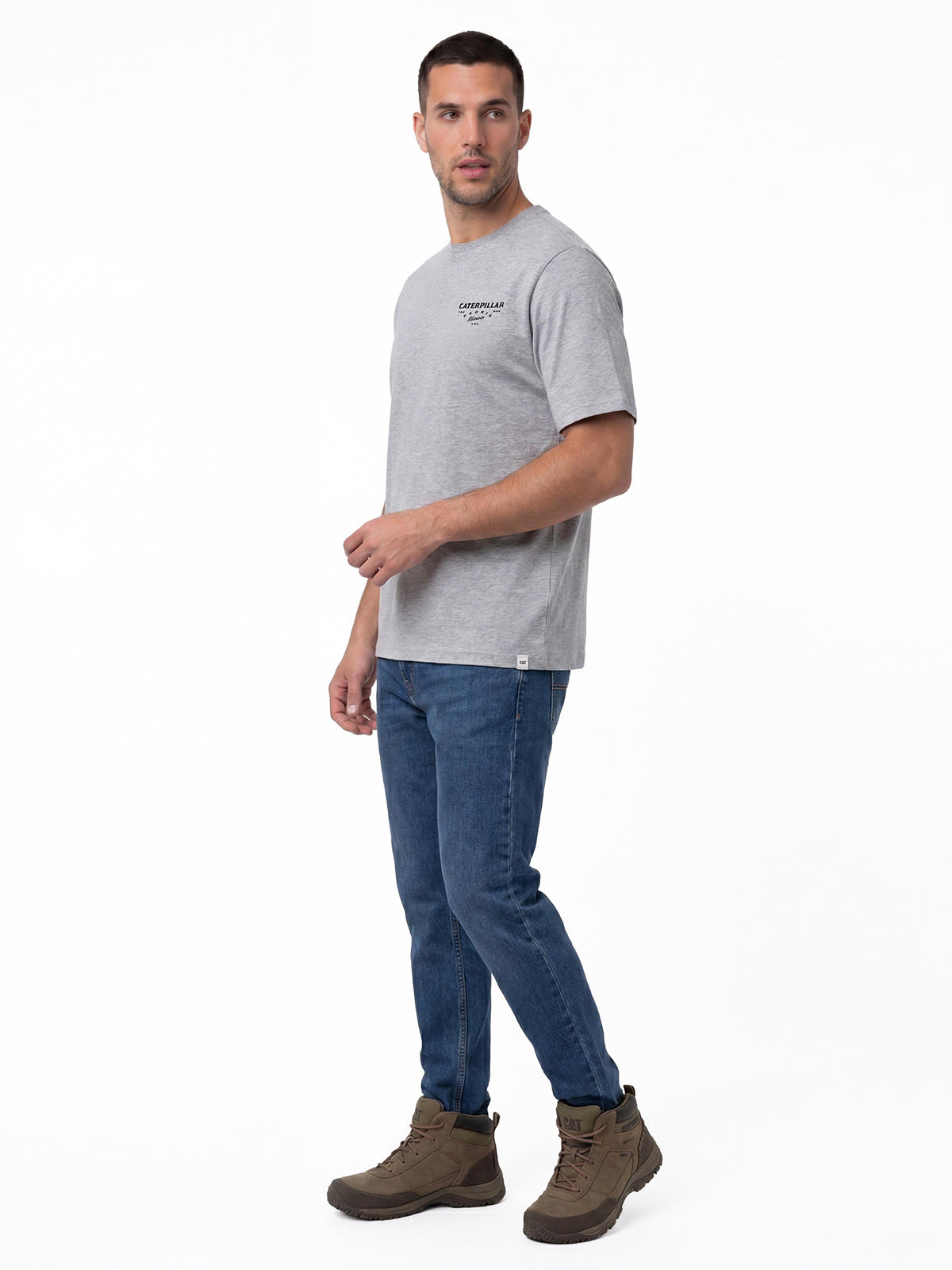 Polera Manga Corta Hombre Heritage Peoria Gris Cat