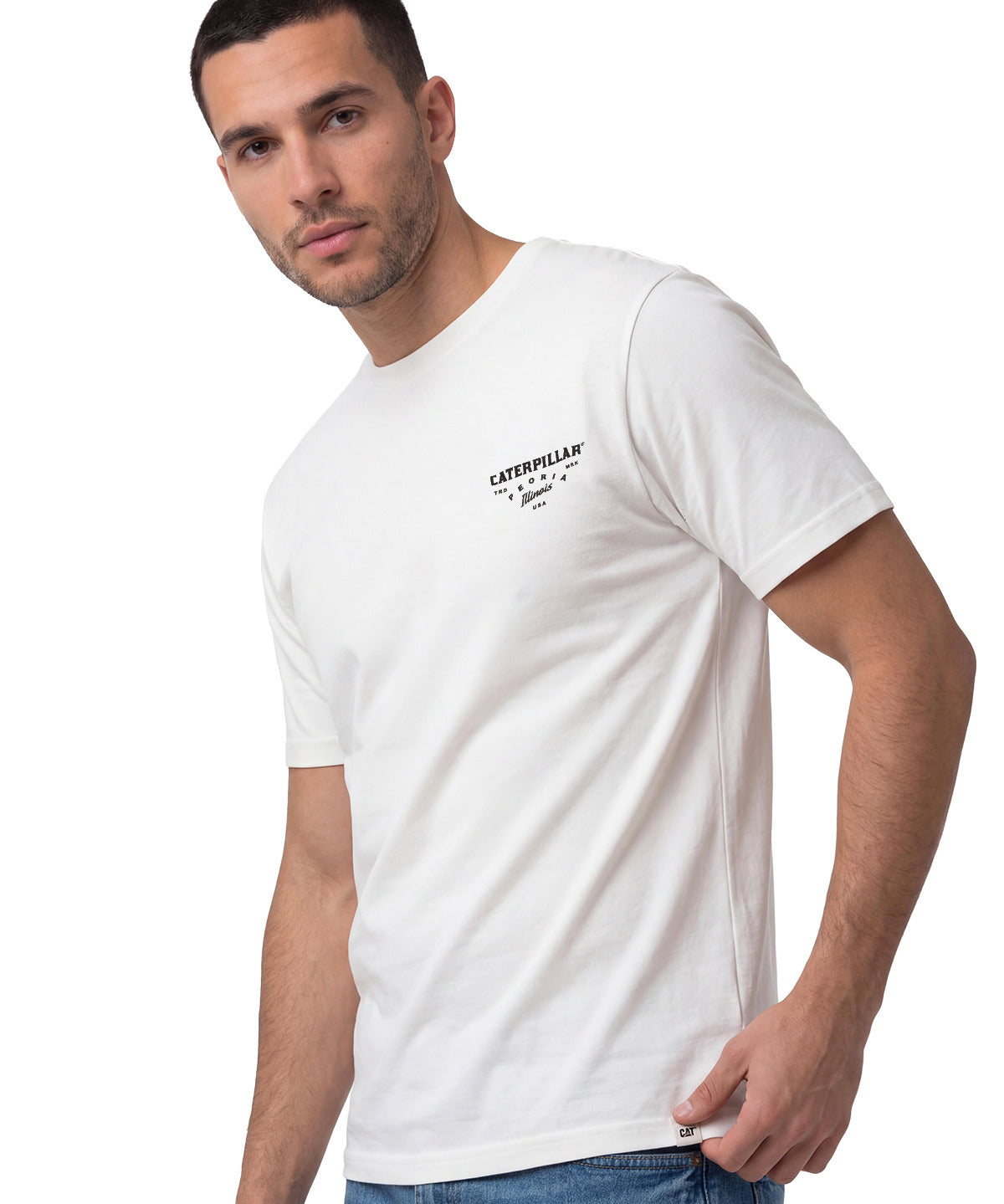 Polera Manga Corta Hombre Heritage Peoria Blanco Cat