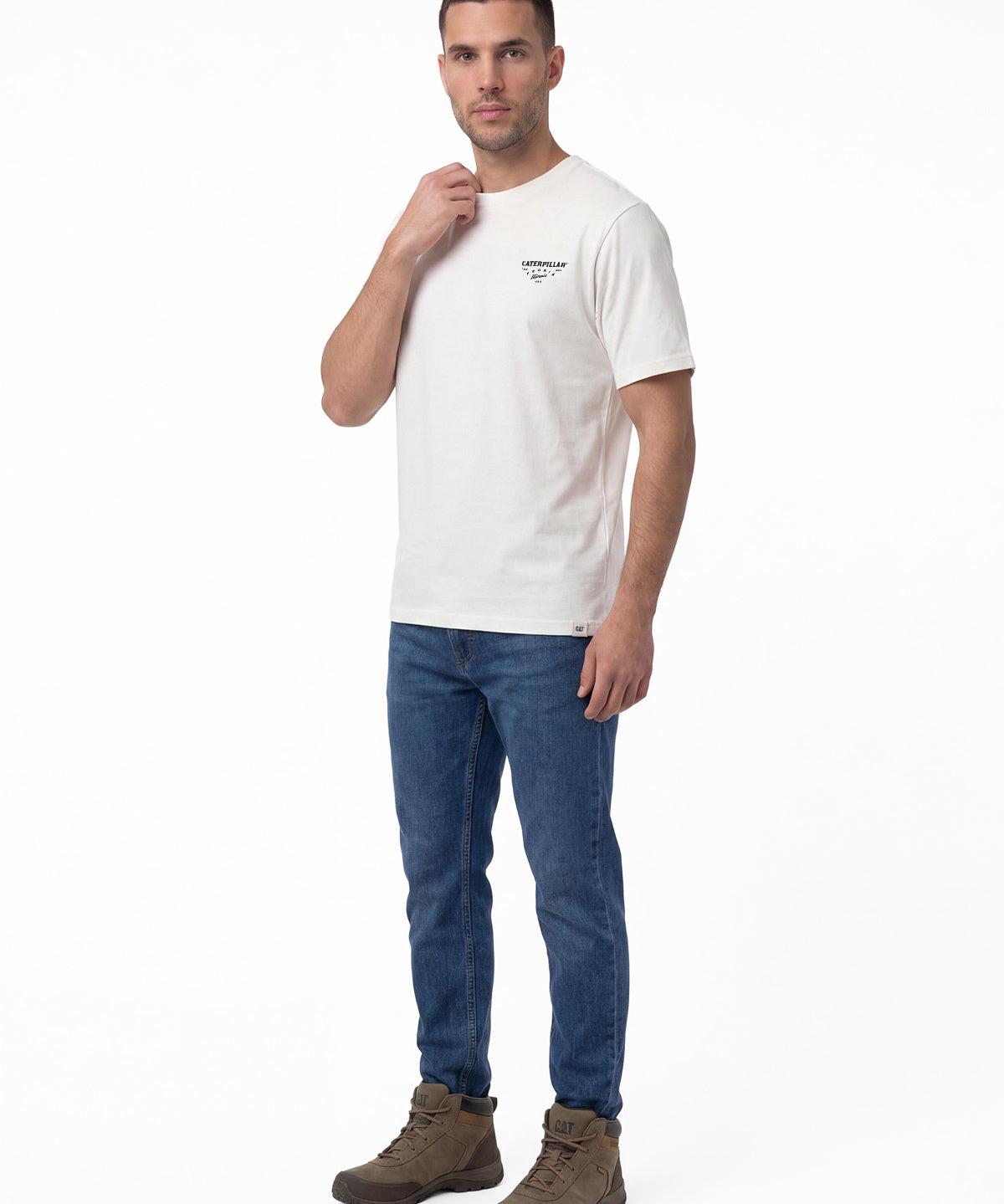 Polera Manga Corta Hombre Heritage Peoria Blanco Cat