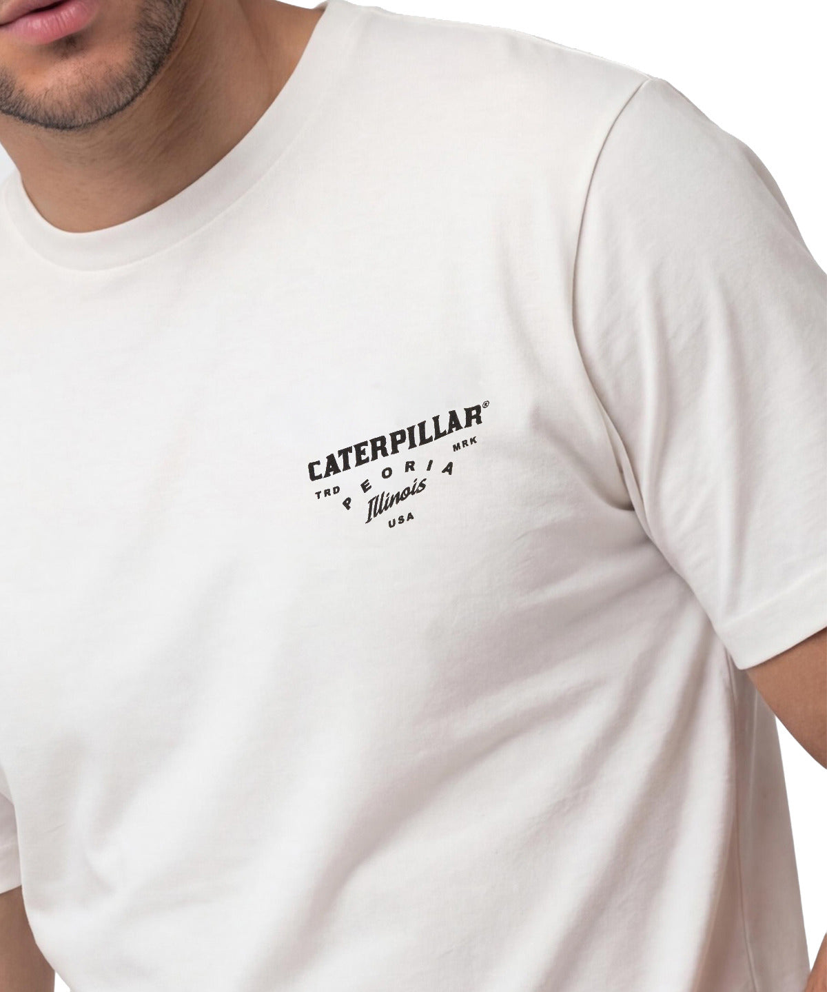 Polera Manga Corta Hombre Heritage Peoria Blanco Cat