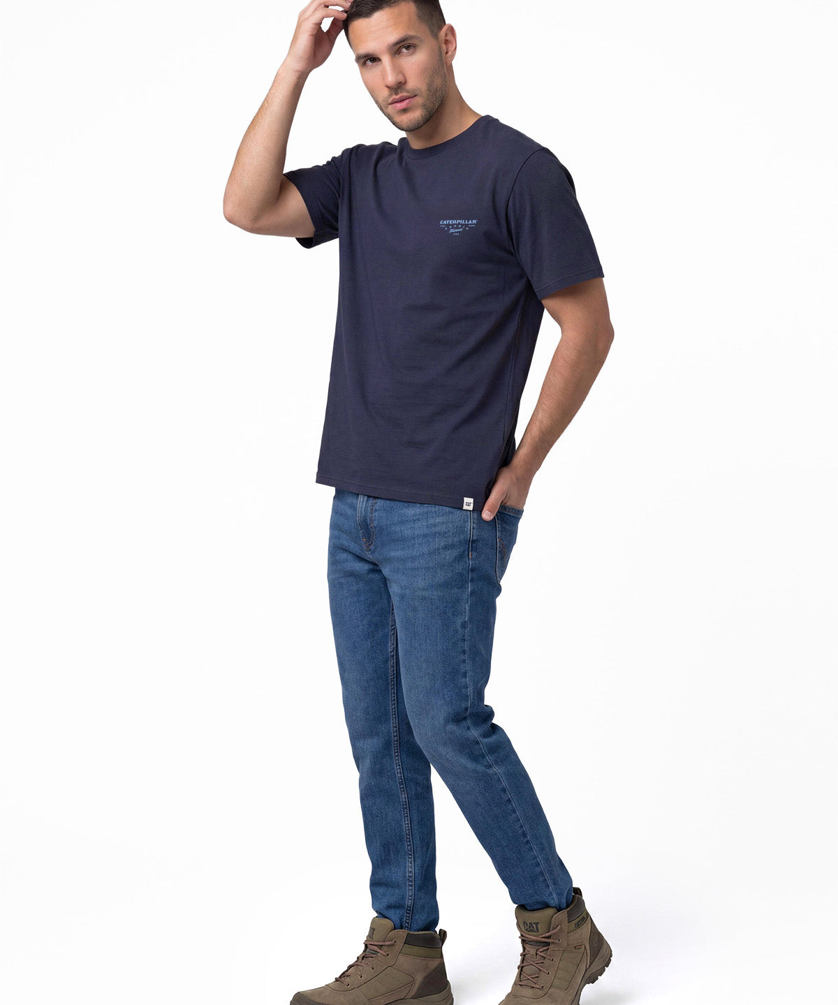 Polera Manga Corta Hombre Heritage Peoria Azul Cat