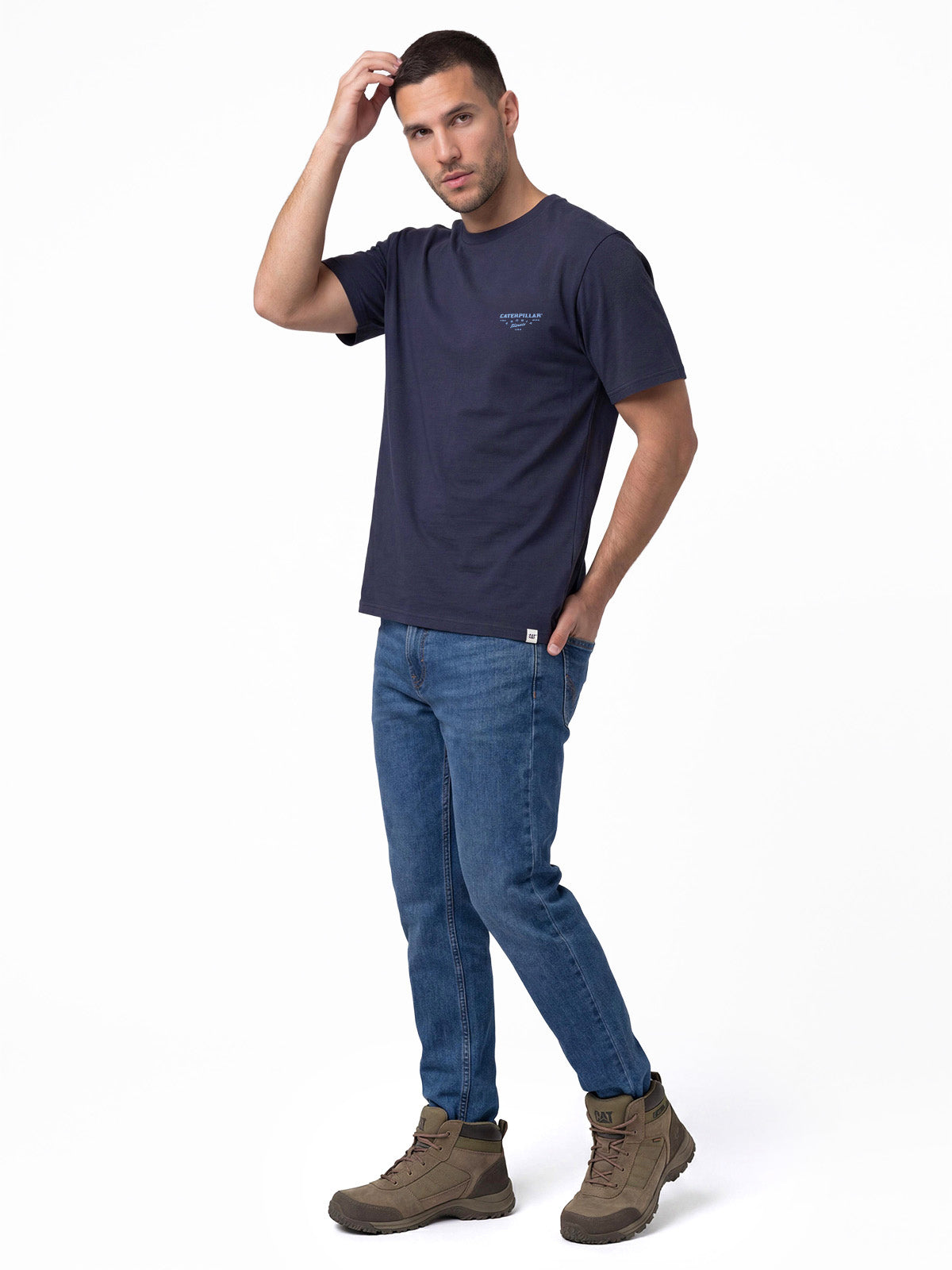 Polera Manga Corta Hombre Heritage Peoria Azul Cat