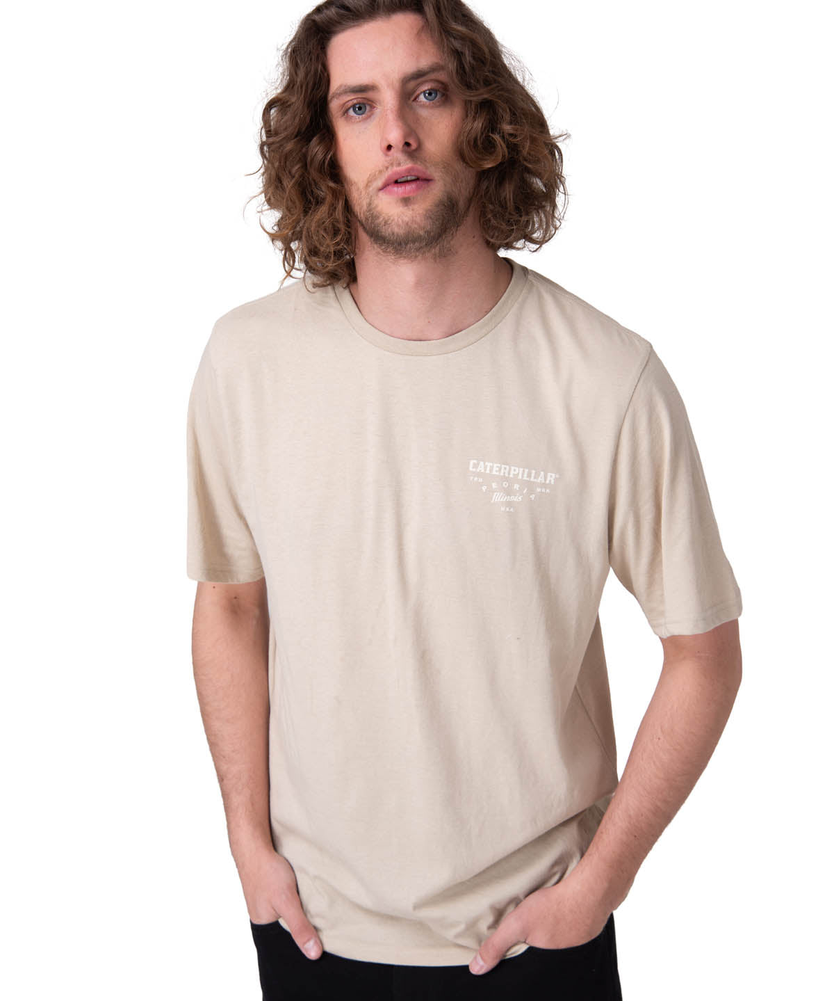 Polera Manga Corta Hombre Heritage Peoria Grap Beige/Crudo
